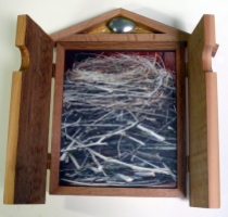 'Nest' (open), digital image on cedar wood